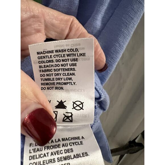 Avalanche Blue Slub Jersey Tee With Shaped Hem Women’s Sz L Gorpcore Hiking NWT - Picture 7 of 8